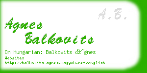 agnes balkovits business card